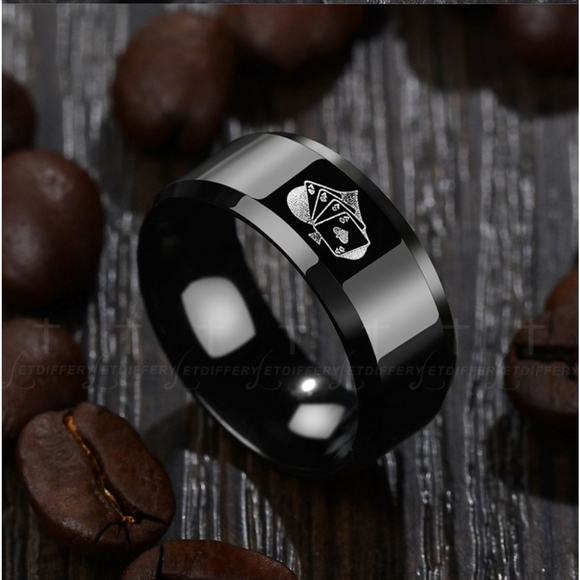 Size 10- Stainless steel black poker heart  r… - Picture 2 of 3